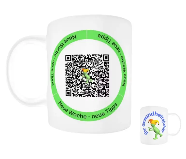 Tasse mit aufgedrucktem EINO-QR-Code