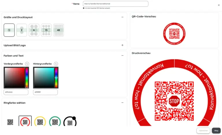 QR-Code-Setting in EINO